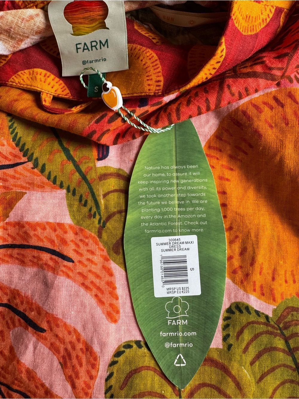 FARM Rio Summer Dreams Tropical Print Maxi Dress, NWT, Small - Picture 8 of 10